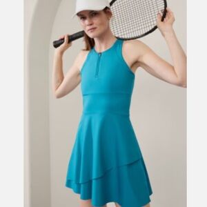 Athleta Blue Fit and Flare Sleeveless Halter Cocktail Dress